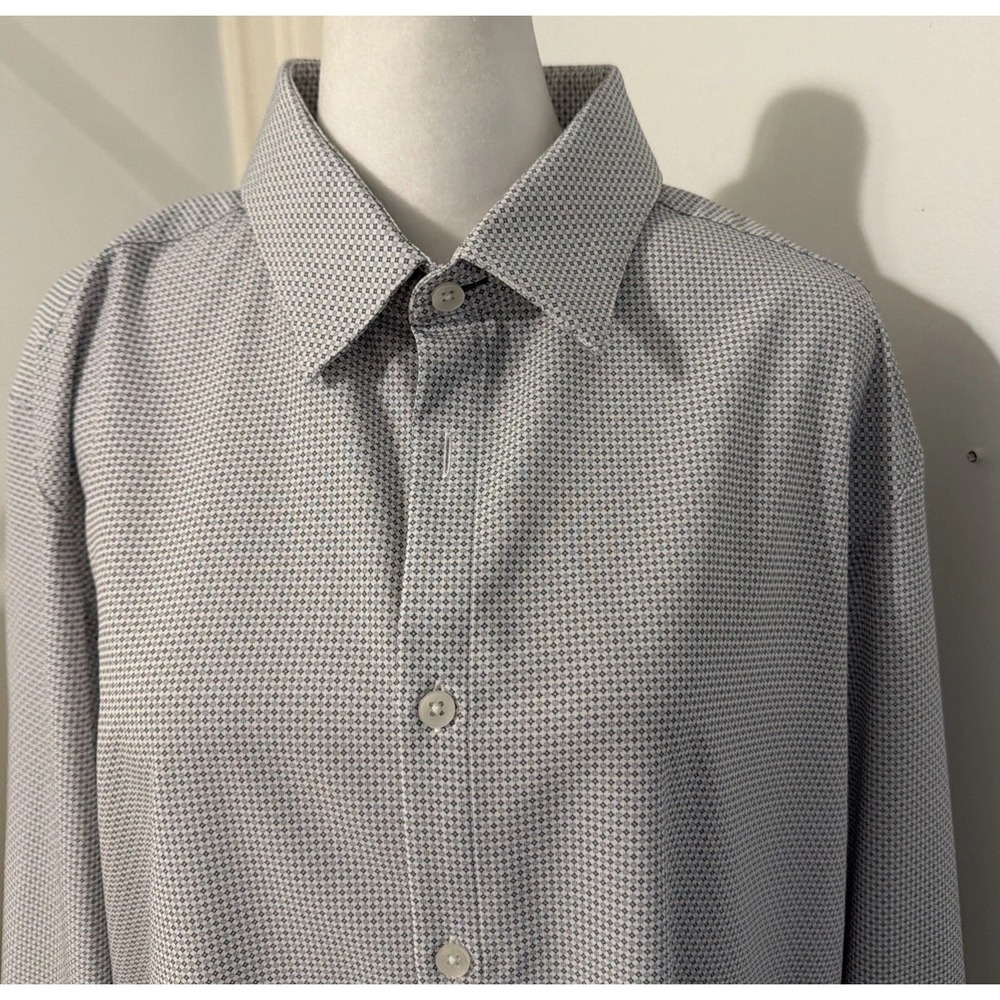 EUC Mizzen+Main Mens  Leeward Trim Fit Performance Shirt Grey Stretch L/S XL